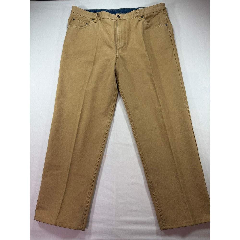 Orvis Mens Canvas Work Pants 40x30 Khaki Tan Cotton Straight Leg 34HX